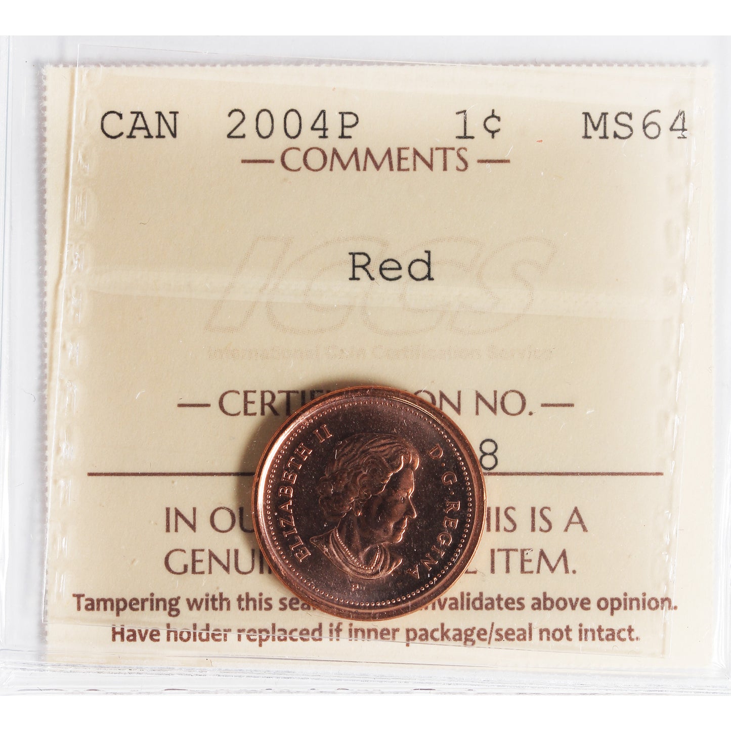 2004P Canada 1-cent ICCS Certified MS64