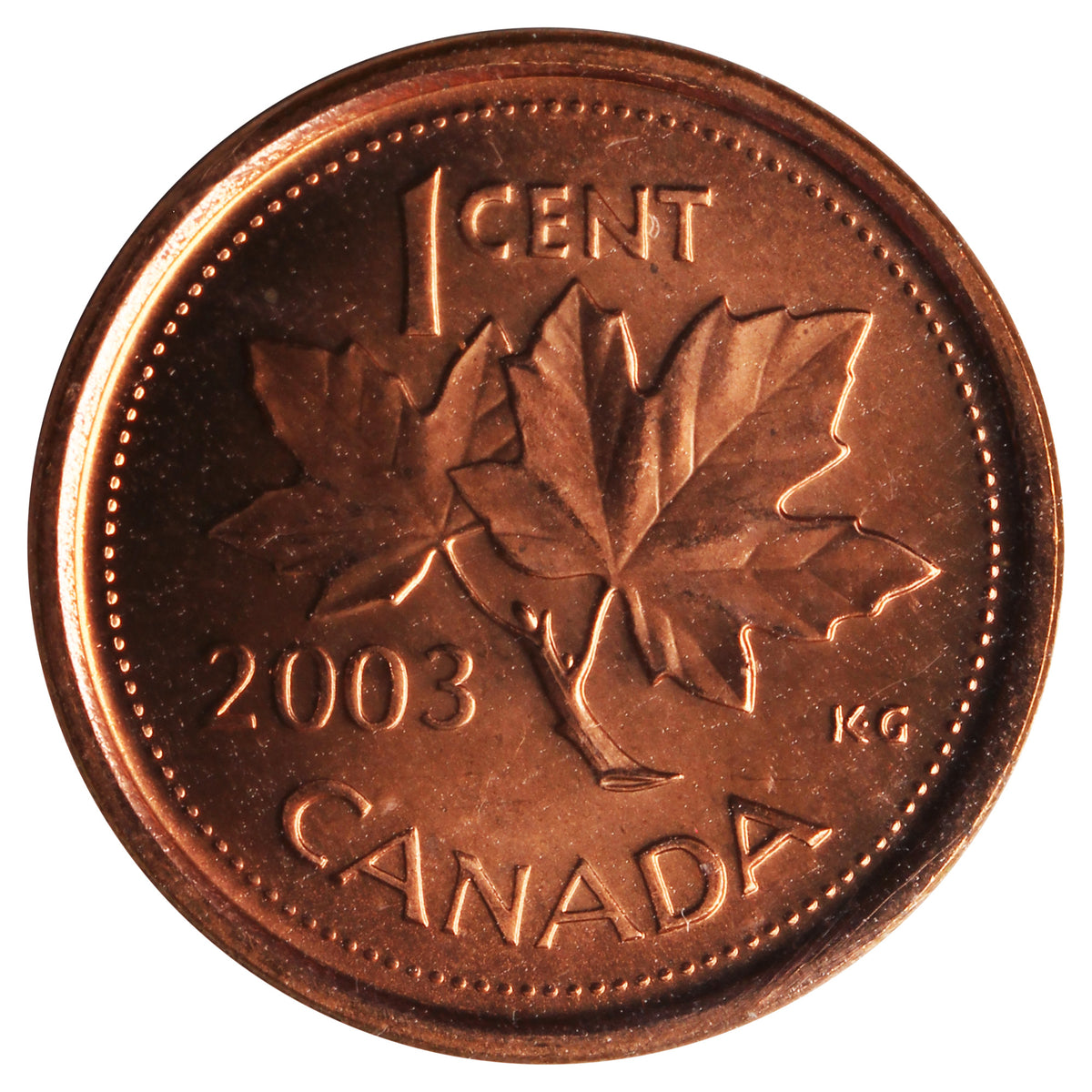 2003P New Effigy Canada 1-cent ICCS Certified MS64 Red