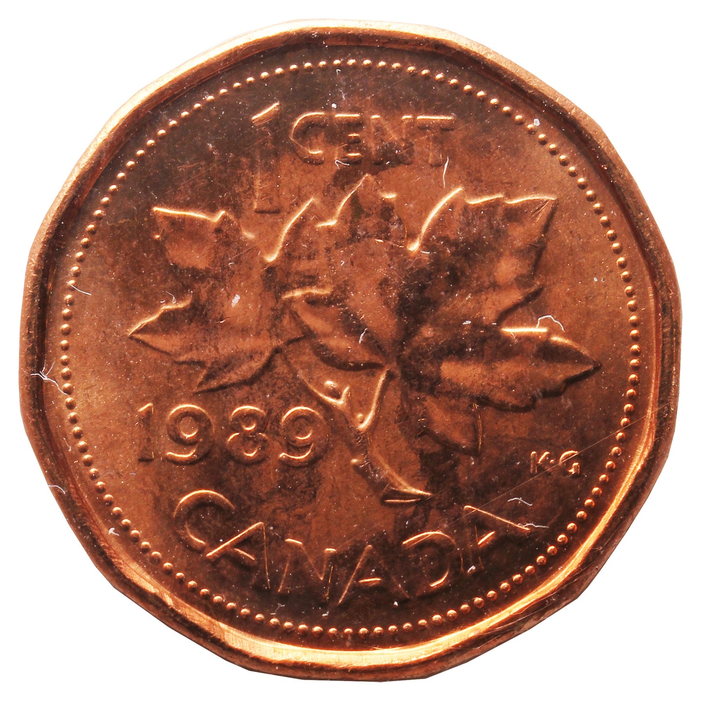 1989 Canada 1-cent ICCS Certified MS64 Red