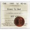 1985 Blunt 5 Canada 1-cent ICCS Certified MS64 Red