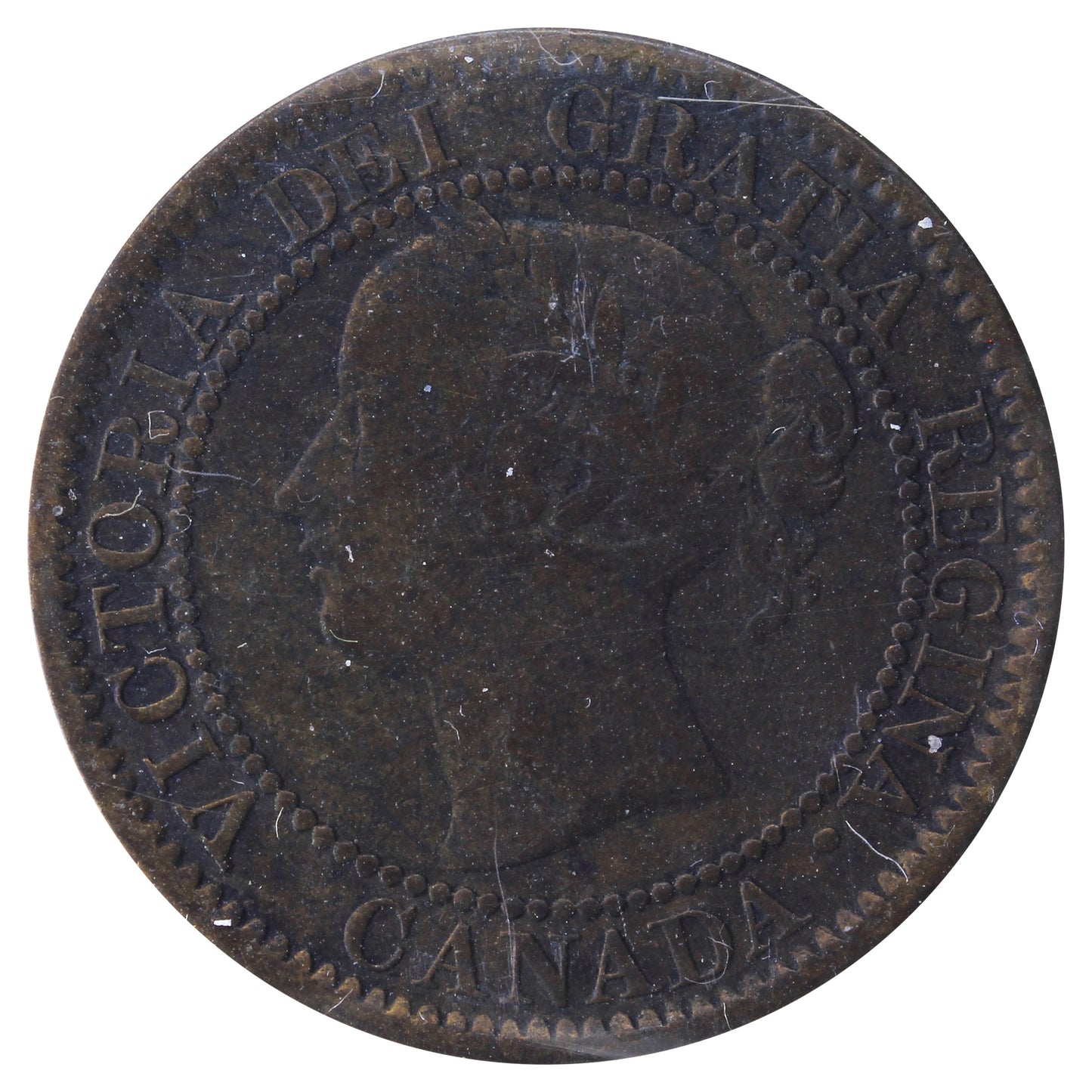 1858 Canada 1-cent ICCS Certified F-12