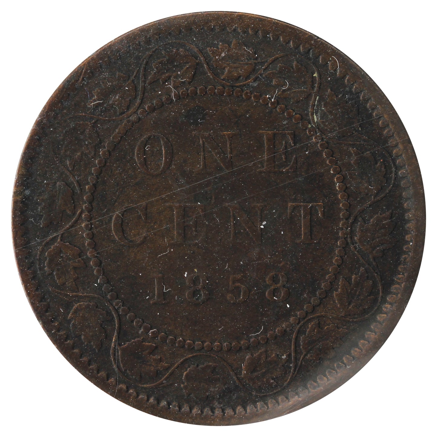 1858 Canada 1-cent ICCS Certified F-12