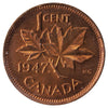 1947 Maple Leaf Blunt 7 Canada 1-cent ICCS Certified MS64 Red