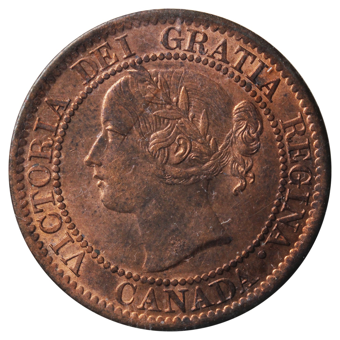 1859 Narrow 9 Canada 1-cent ICCS Certified MS63 Red (CL 290)