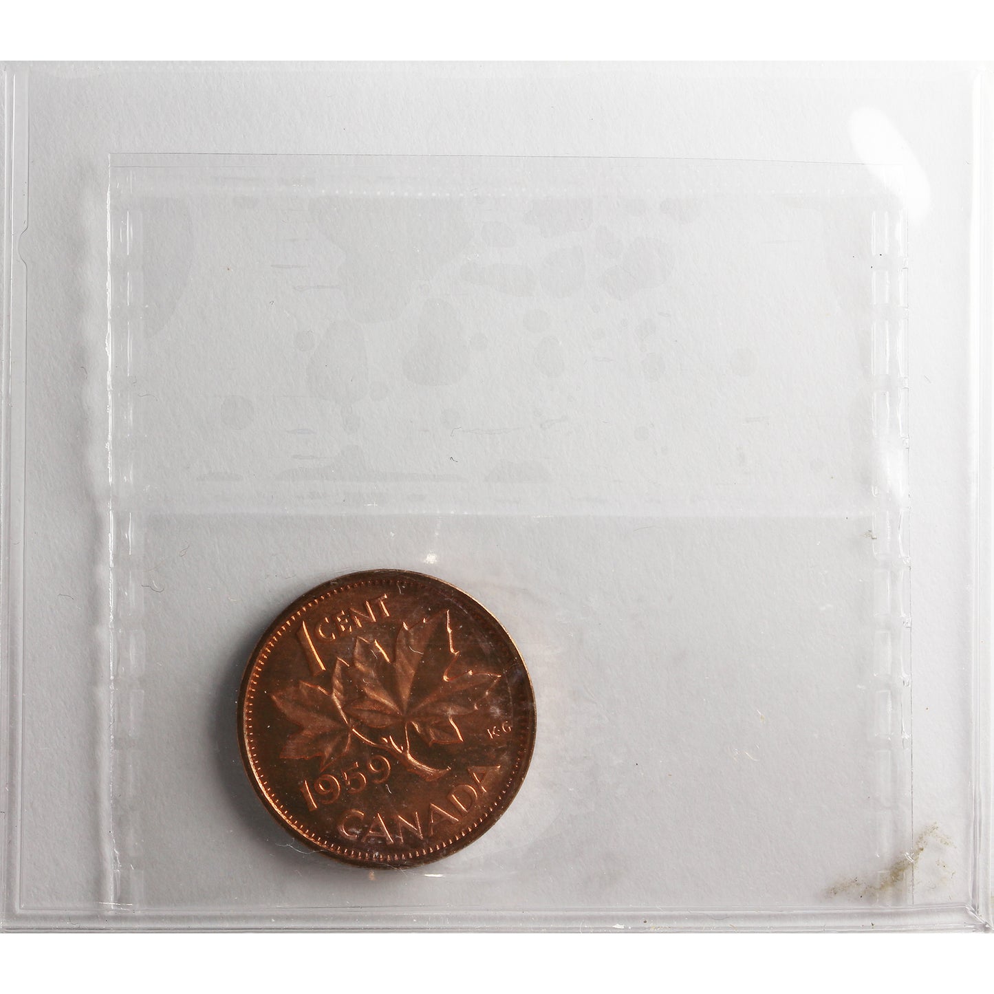 1959 Canada 1-cent ICCS Certified PL-65 Red; Heavy Cameo