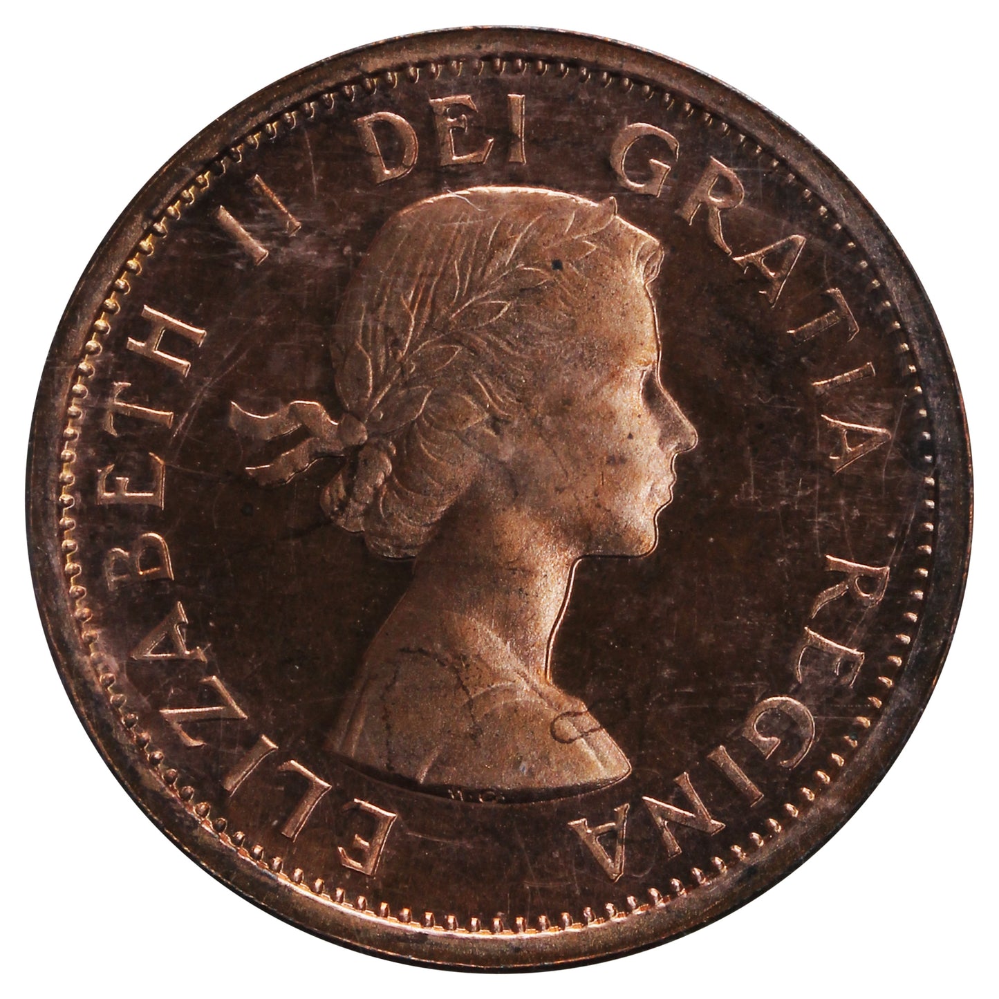 1959 Canada 1-cent ICCS Certified PL-65 Red; Heavy Cameo