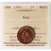 1950 Canada 1-cent ICCS Certified MS63 Red