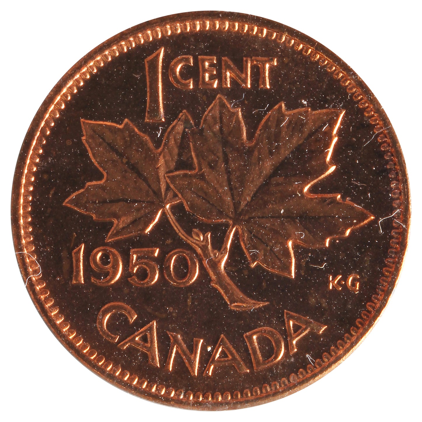 1950 Canada 1-cent ICCS Certified MS63 Red