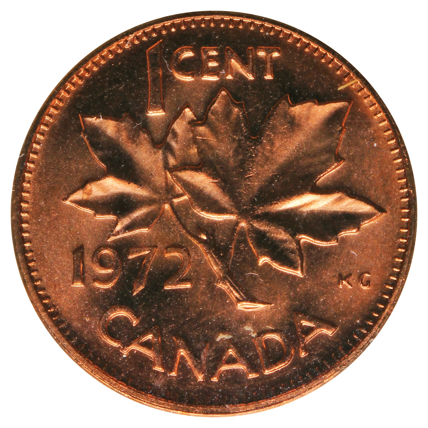 1972 Canada 1-cent ICCS Certified MS66 Red