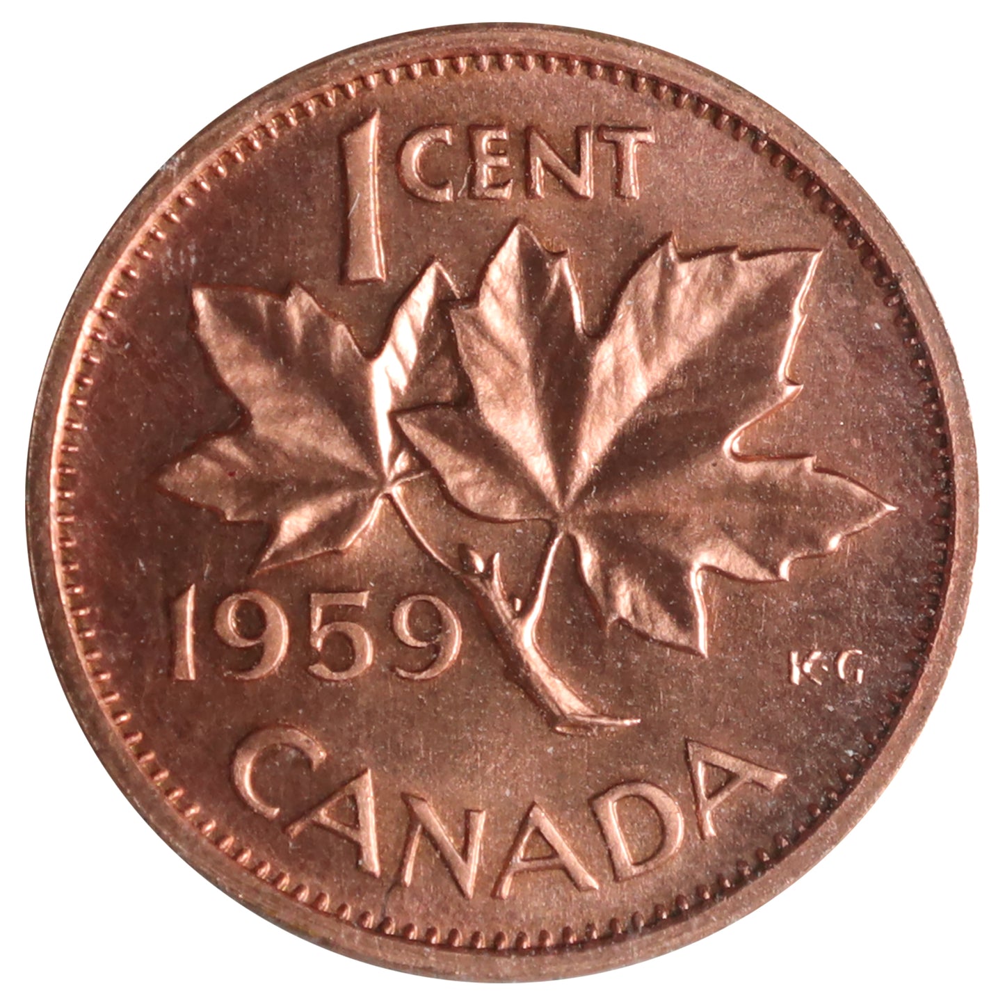 1959 Canada 1-cent ICCS Certified PL67 Red, UHC