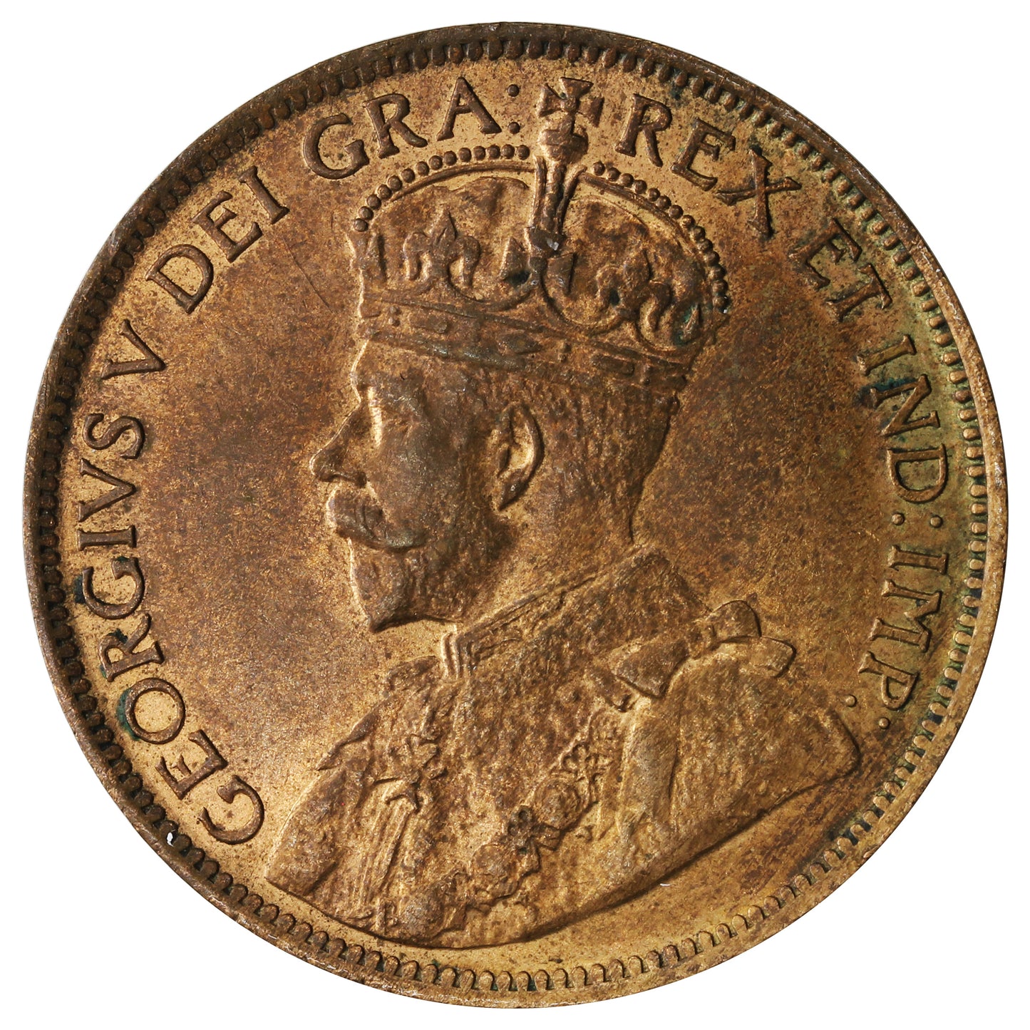 1915 Canada 1-cent UNC+ (MS62) Red & Brown