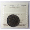 1858 Canada 1-cent ICCS Certified EF45