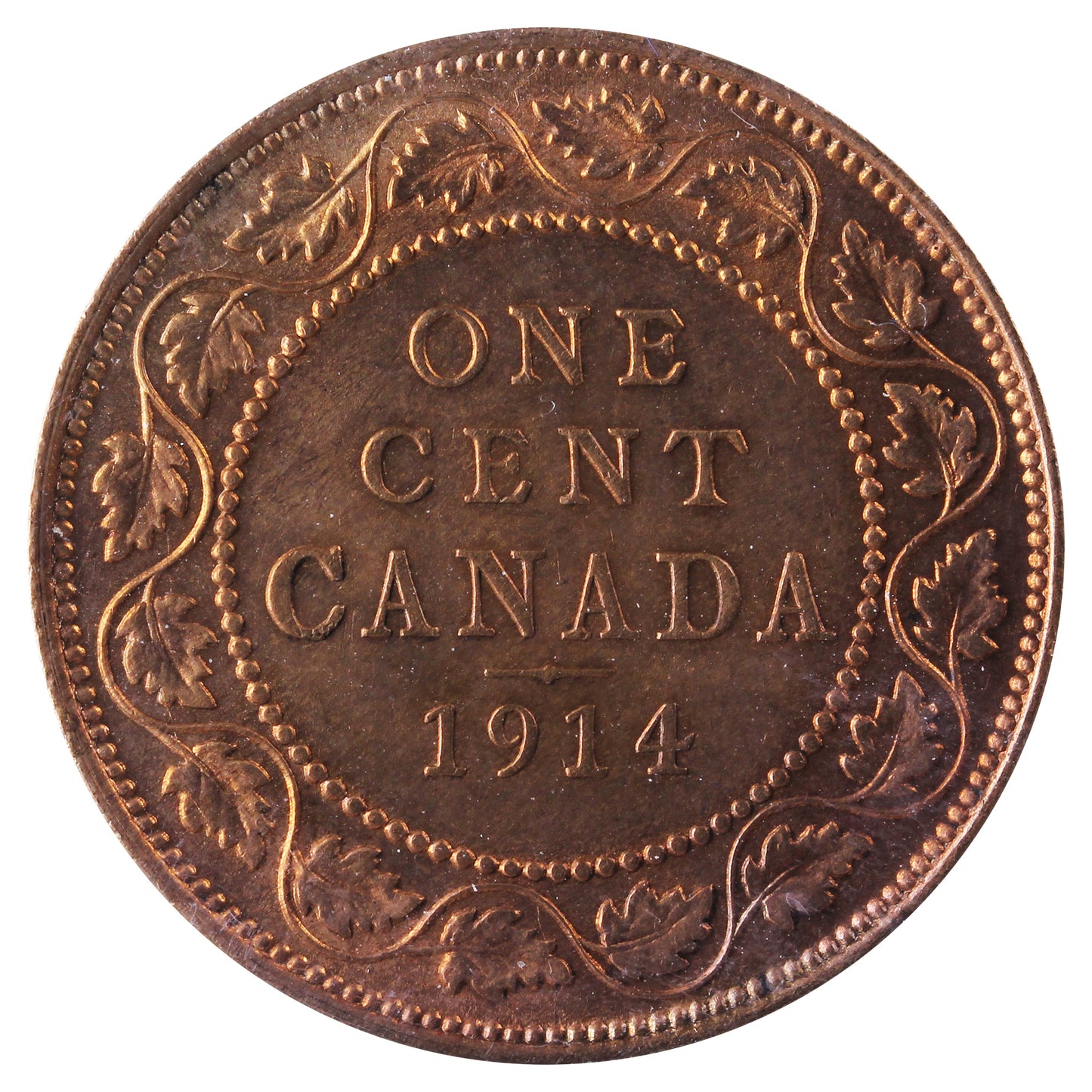 1914 Canada 1-cent ICCS Certified MS64 Red (UT 877)