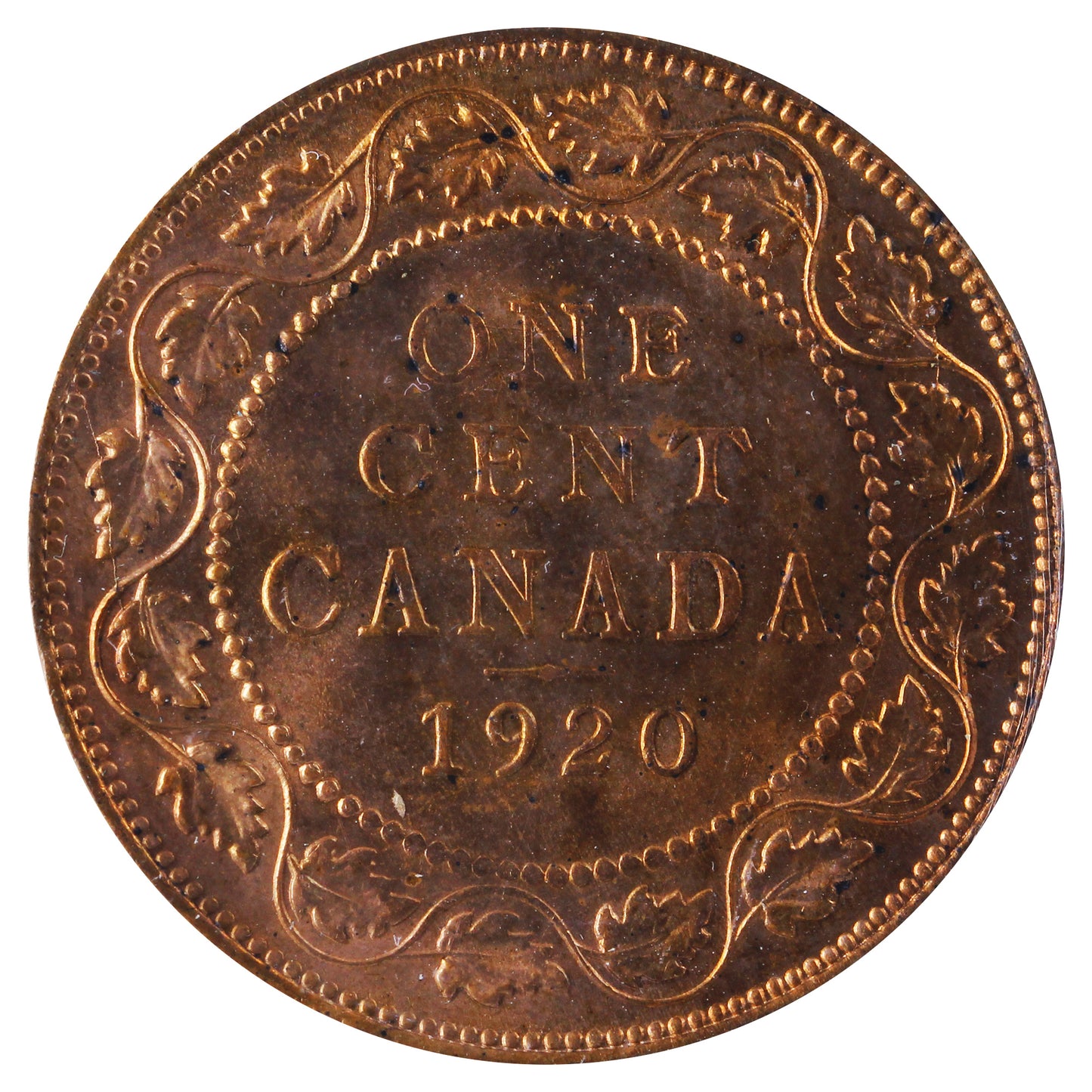 1920 Large Canada 1-cent ICCS Certified MS64 Red