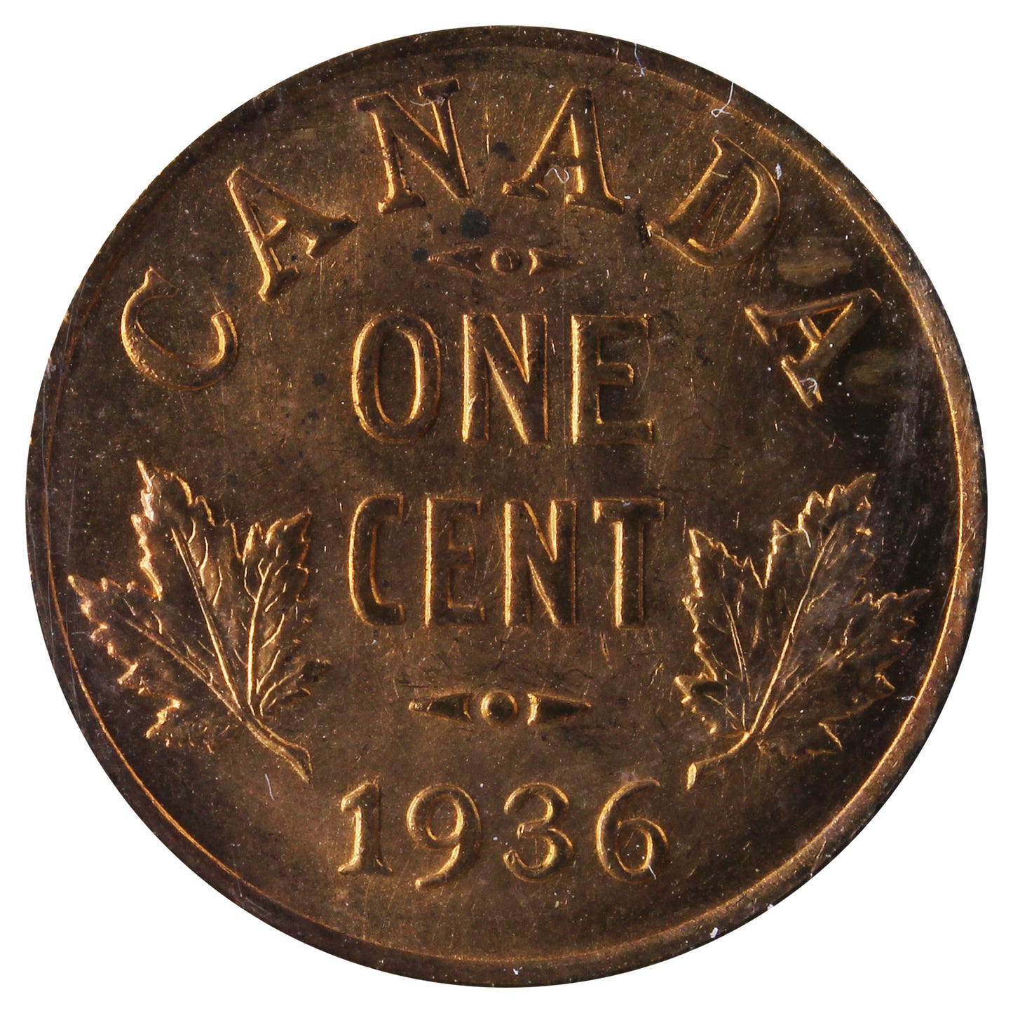1936 Canada 1-cent ICCS Certified MS63 Red; Pittman Sale