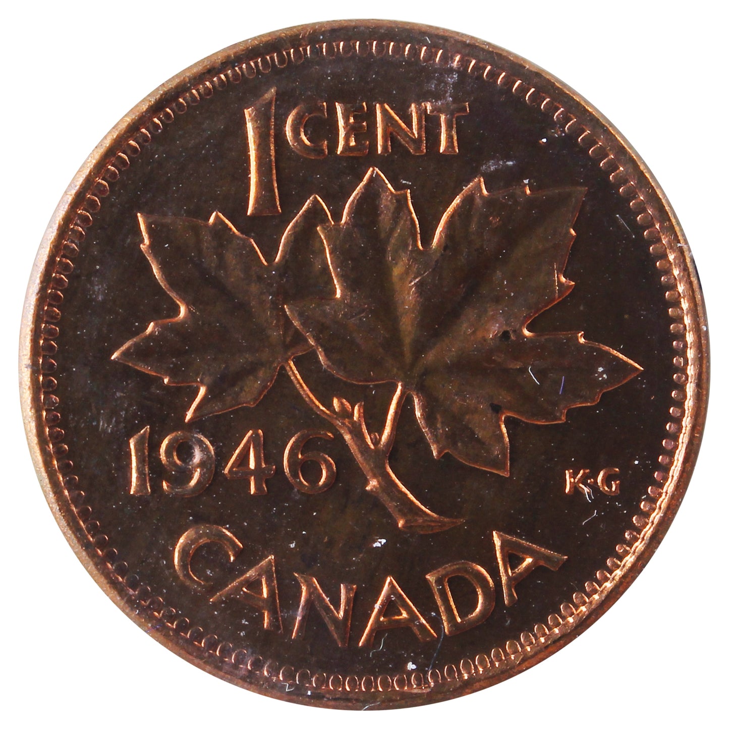 1946 Canada 1-cent ICCS Certified MS65 Red