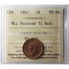 1947 Maple Leaf, Pointed 7 Canada 1-cent ICCS Certified MS64 Red