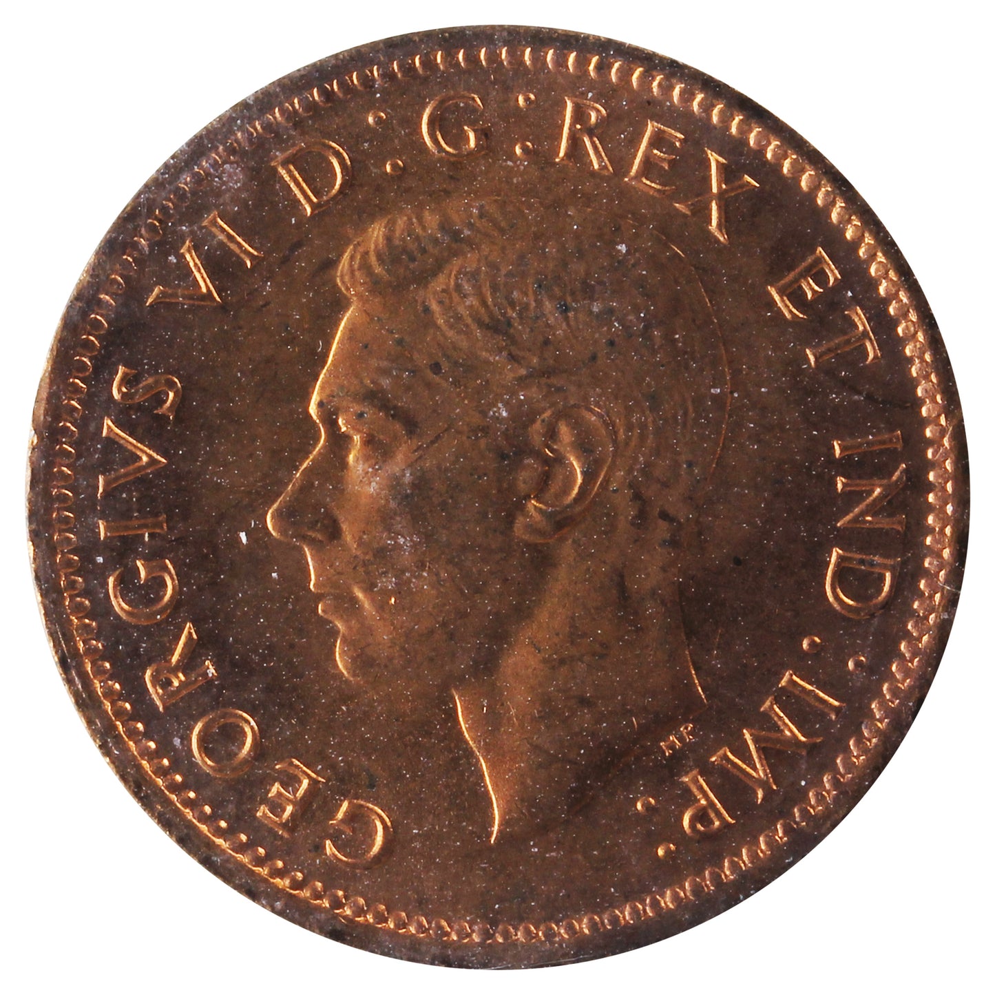 1947 Maple Leaf, Pointed 7 Canada 1-cent ICCS Certified MS64 Red