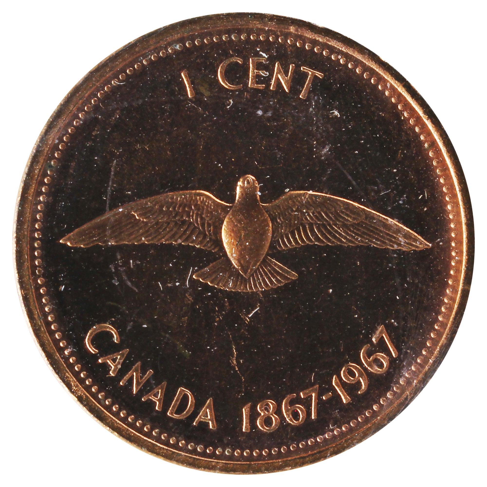 1967 Canada 1-cent ICCS Certified SP66 Red; Heavy Cameo – Colonial