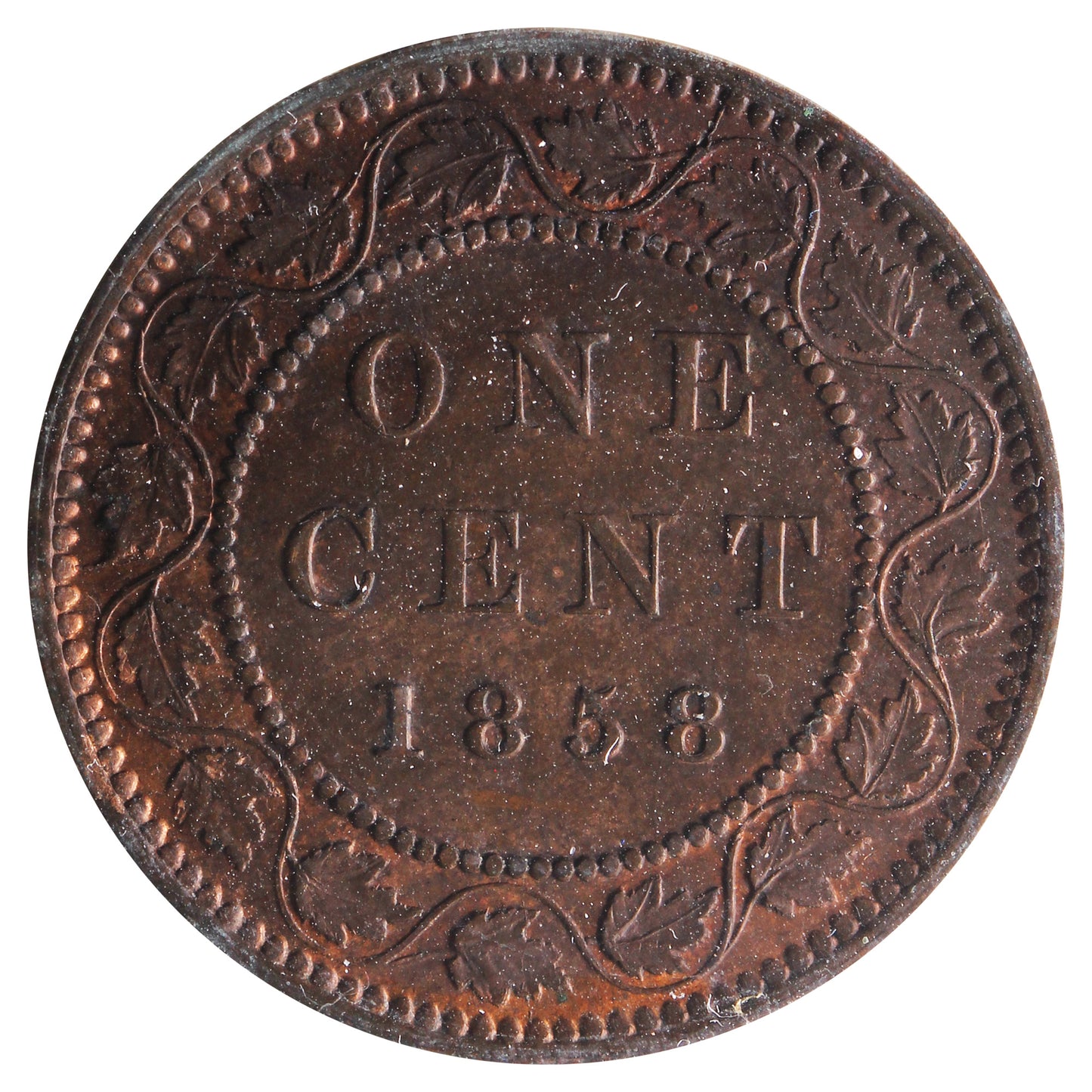 1858 Canada 1-cent ICCS Certified MS60 Trace Red (XNW 832)