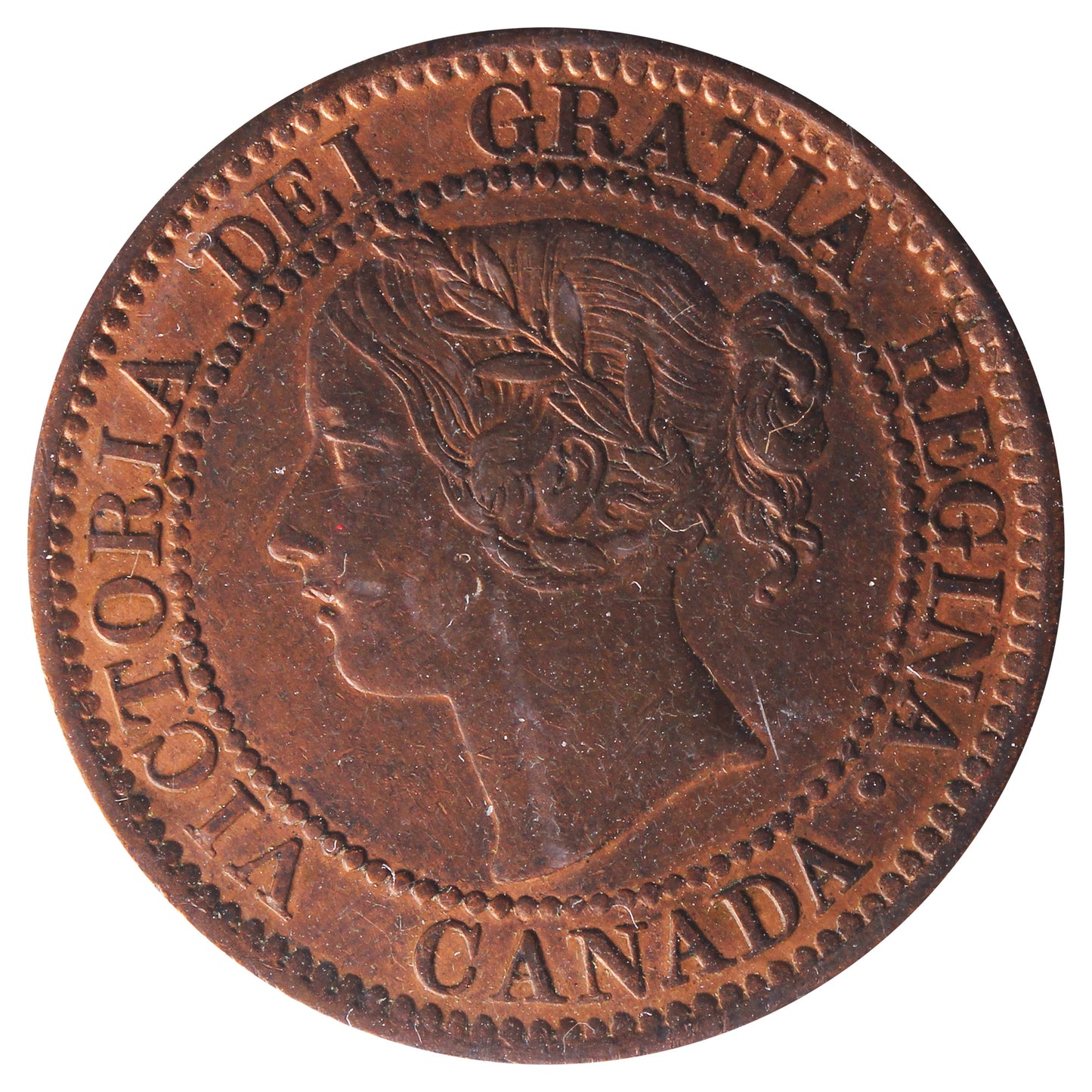 1858 Canada 1-cent ICCS Certified AU50