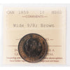 1859 Wide 9/8 Canada 1-cent ICCS Certified MS60 Brown (XAI 184)