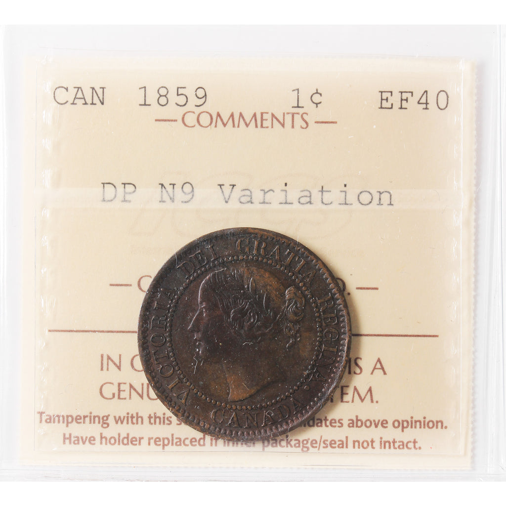 1859 DP N9 Canada 1-cent ICCS Certified EF40