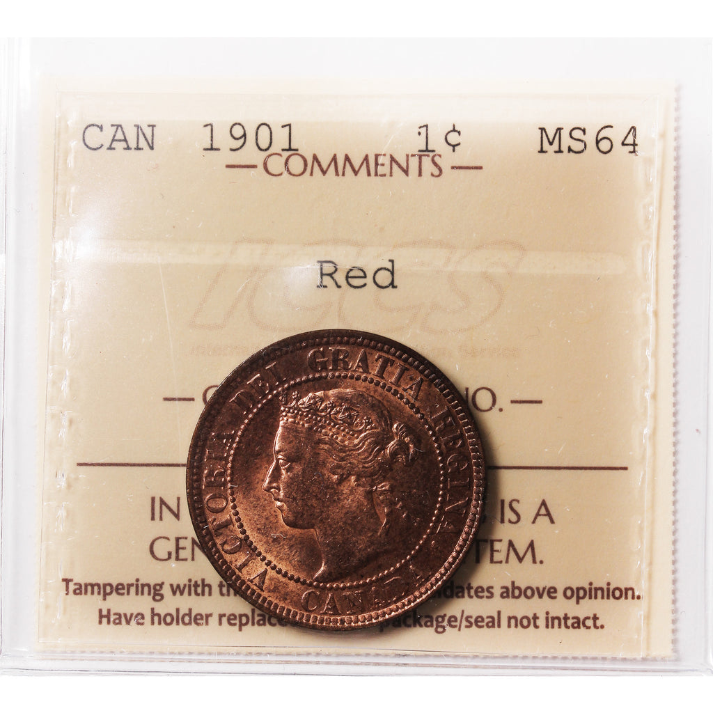 1901 Canada 1-cent ICCS Certified MS64 Red (XAM 236)