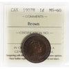 1907H Canada 1-cent ICCS Certified MS60 Brown (XAJ 976)