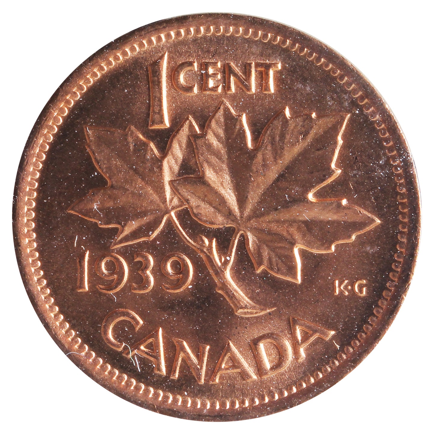 1939 Canada 1-cent ICCS Certified MS66 Red (XVR 321)