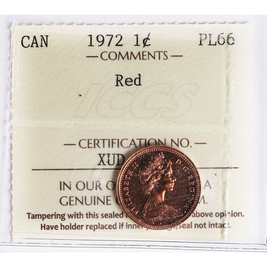 1972 Canada 1-cent ICCS Certified PL-66 Red