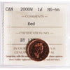 2000W Canada 1-cent ICCS Certified MS66 Red