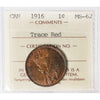 1916 Canada 1-cent ICCS Certified MS62 Trace Red