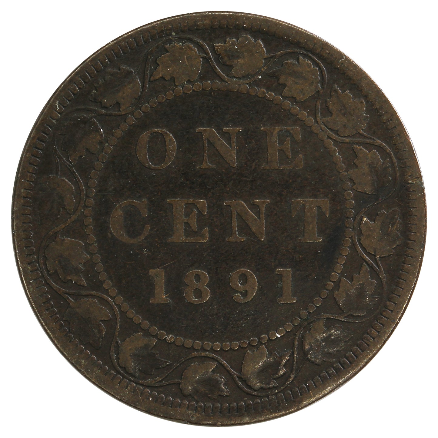 1891 LDLL Obv. 3 Canada 1-cent Very Good (VG8)