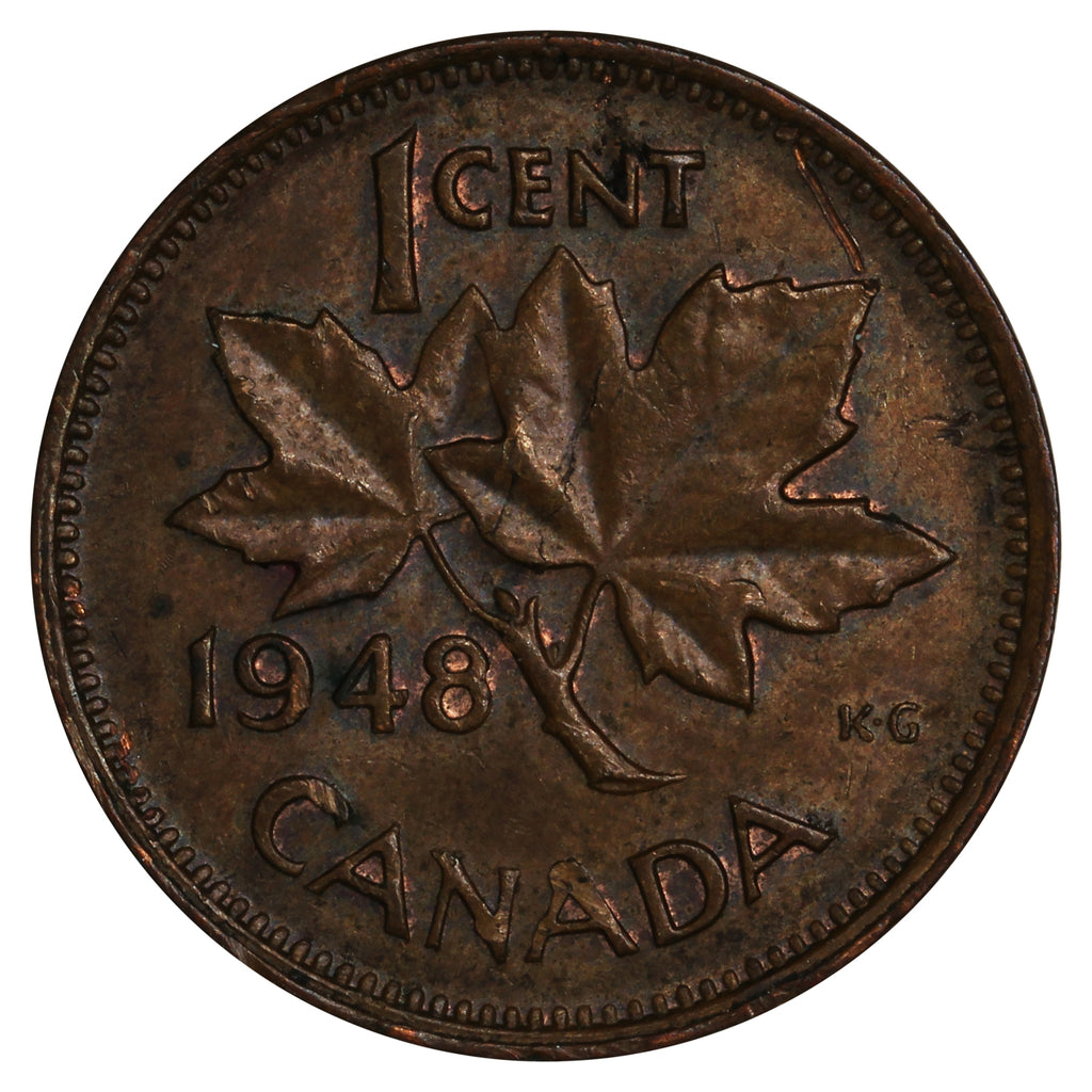 1948 A To Denticle, Small Denticles Canada 1-cent VF-EF (VF30)