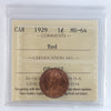 1929 Canada 1-cent ICCS Certified MS64 Red (OF 687)