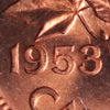 1953 NSF, Hanging 3 Canada 1-cent ICCS Certified MS65 Red