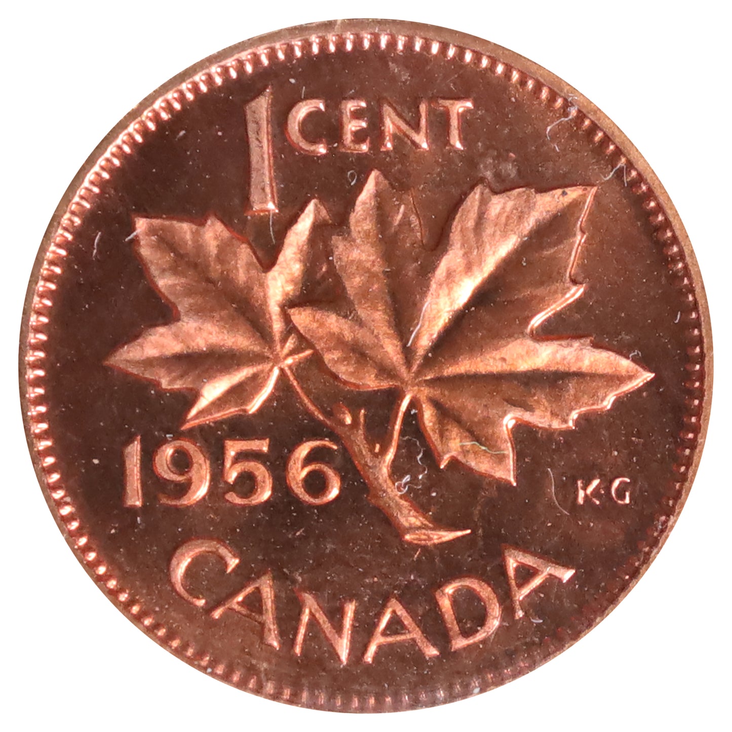 1956 Canada 1-cent ICCS Certified PL64 Red