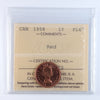 1958 Canada 1-cent ICCS Certified PL67 Red