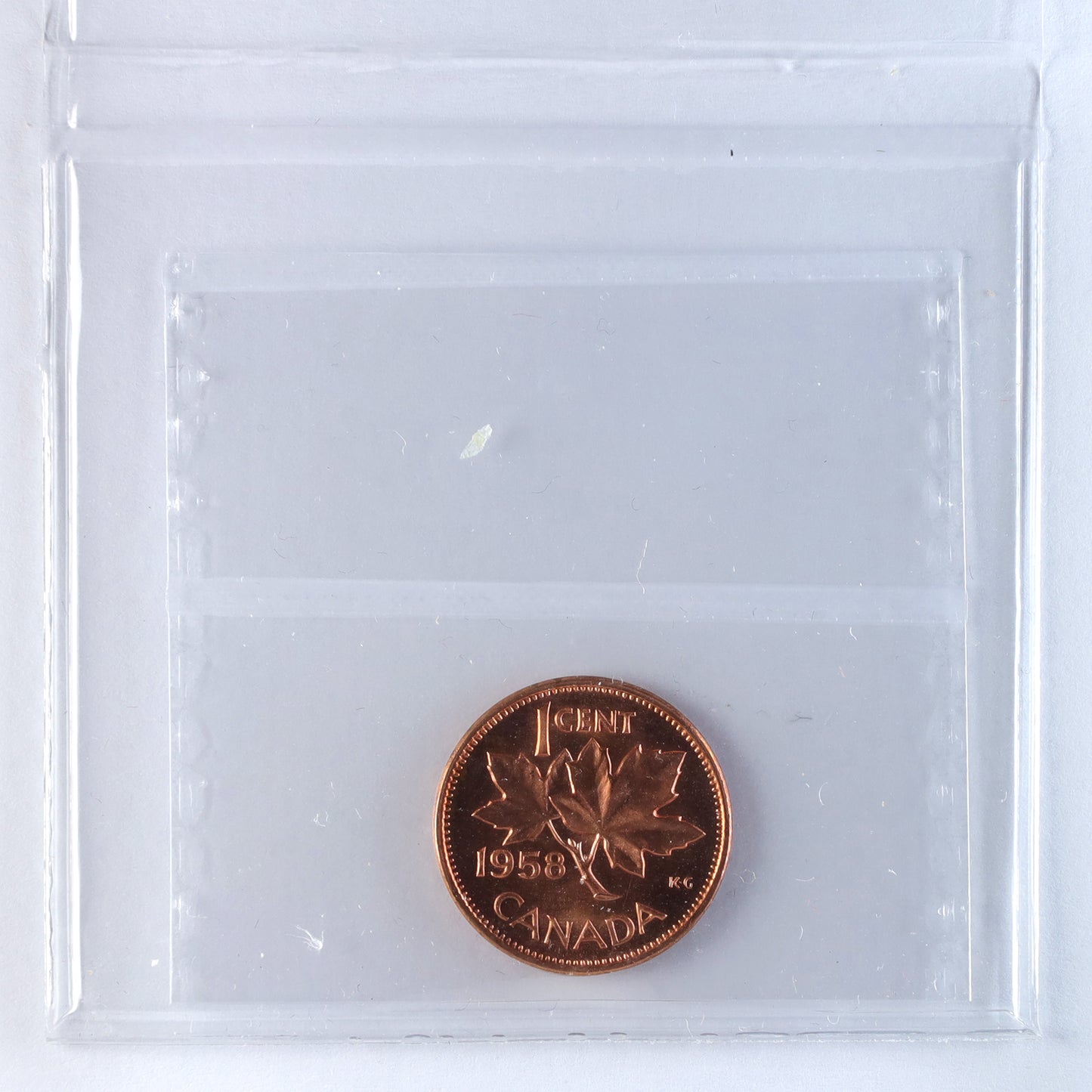 1958 Canada 1-cent ICCS Certified PL67 Red