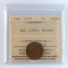 1967 Double 1967 Canada 1-cent ICCS Certified MS60 Brown