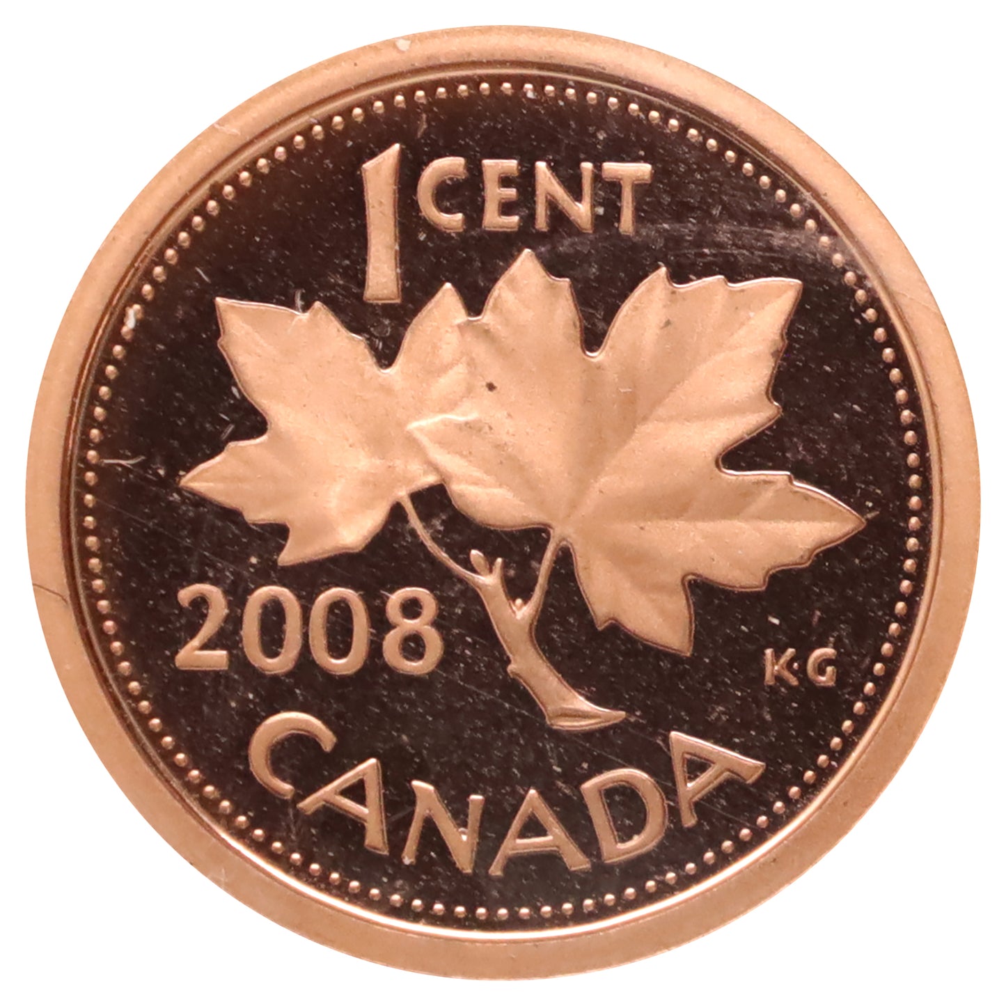 2008 Non-Magnetic Canada 1-cent ICCS Certified PF65 Red; UHC