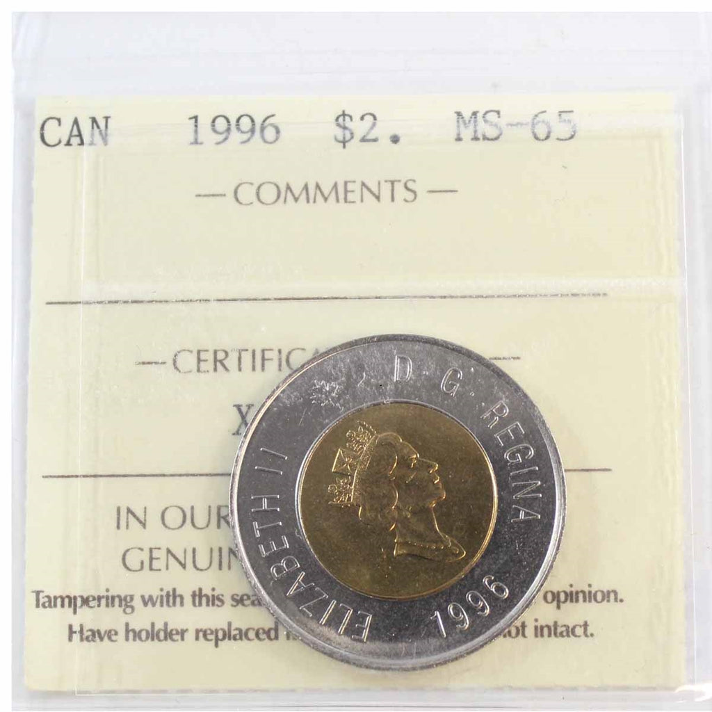 1996 Canada Two Dollar ICCS Certified MS65