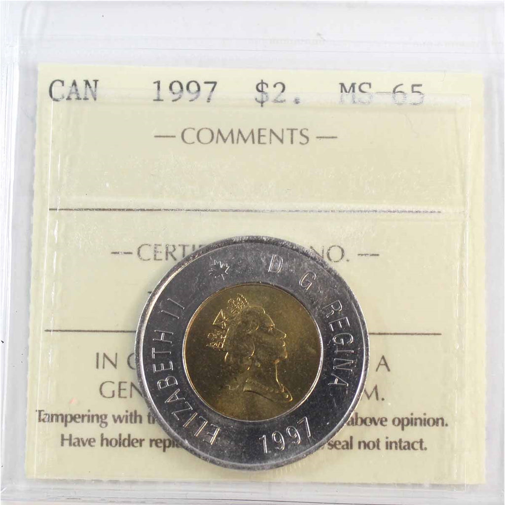 1997 Canada Two Dollar ICCS Certified MS-65