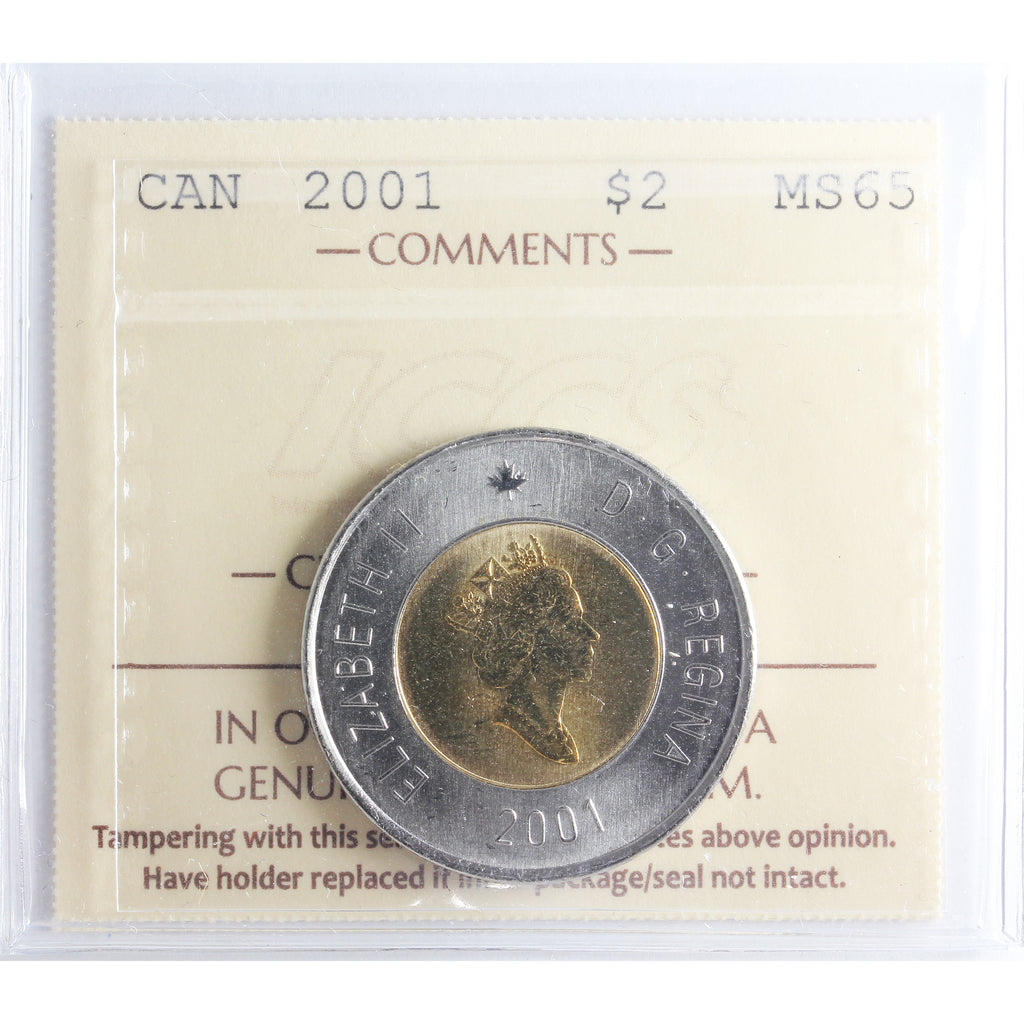 2001 Canada Two Dollar ICCS Certified MS65