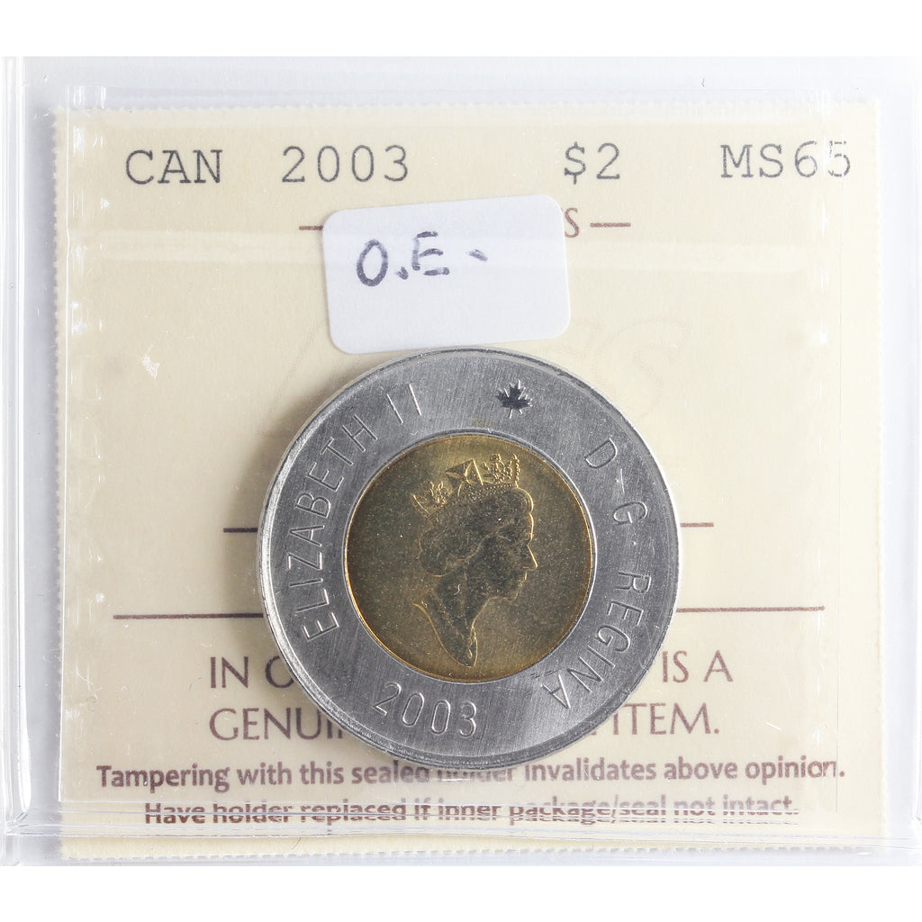 2003 Old Effigy Canada Two Dollar ICCS Certified MS65