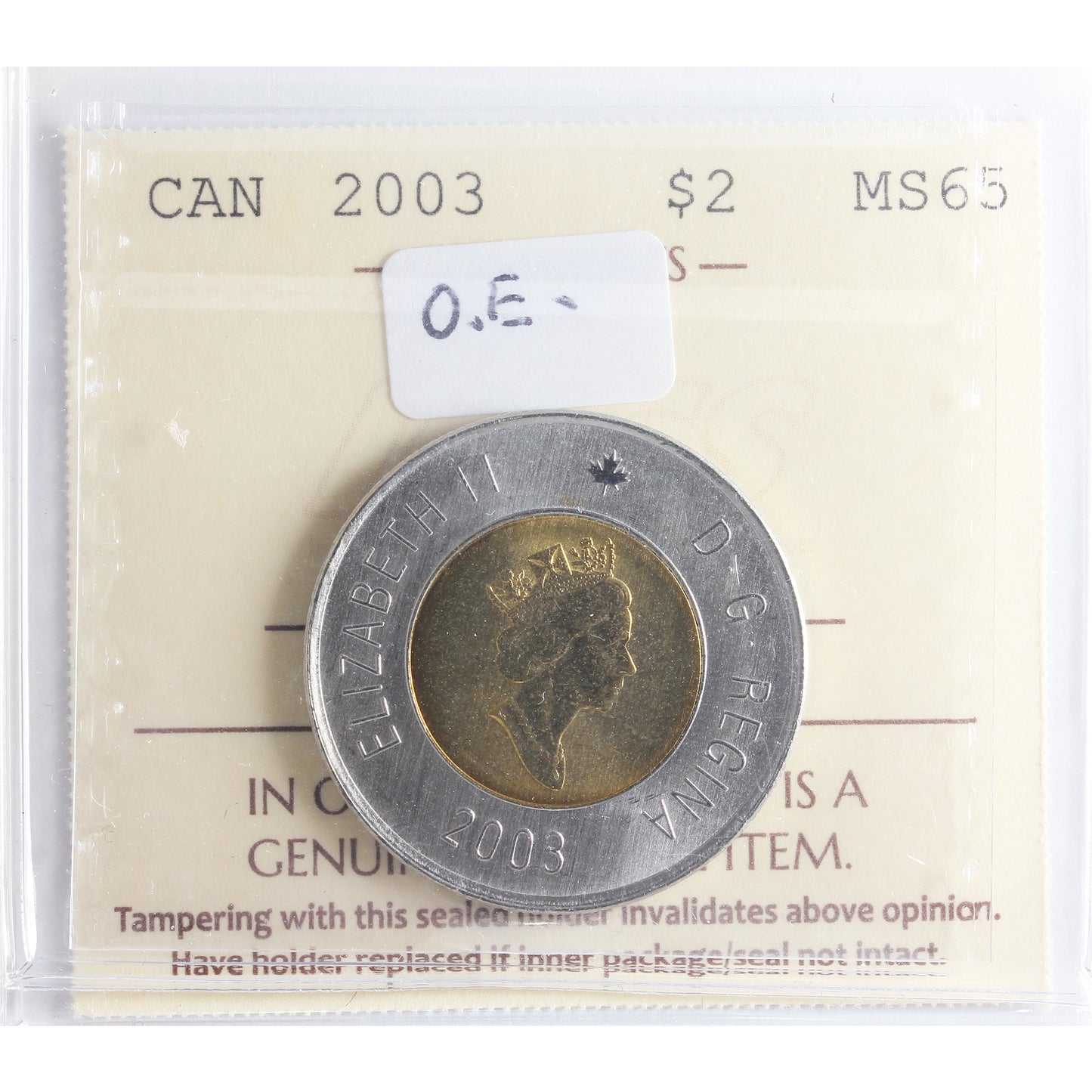 2003 Old Effigy Canada Two Dollar ICCS Certified MS65
