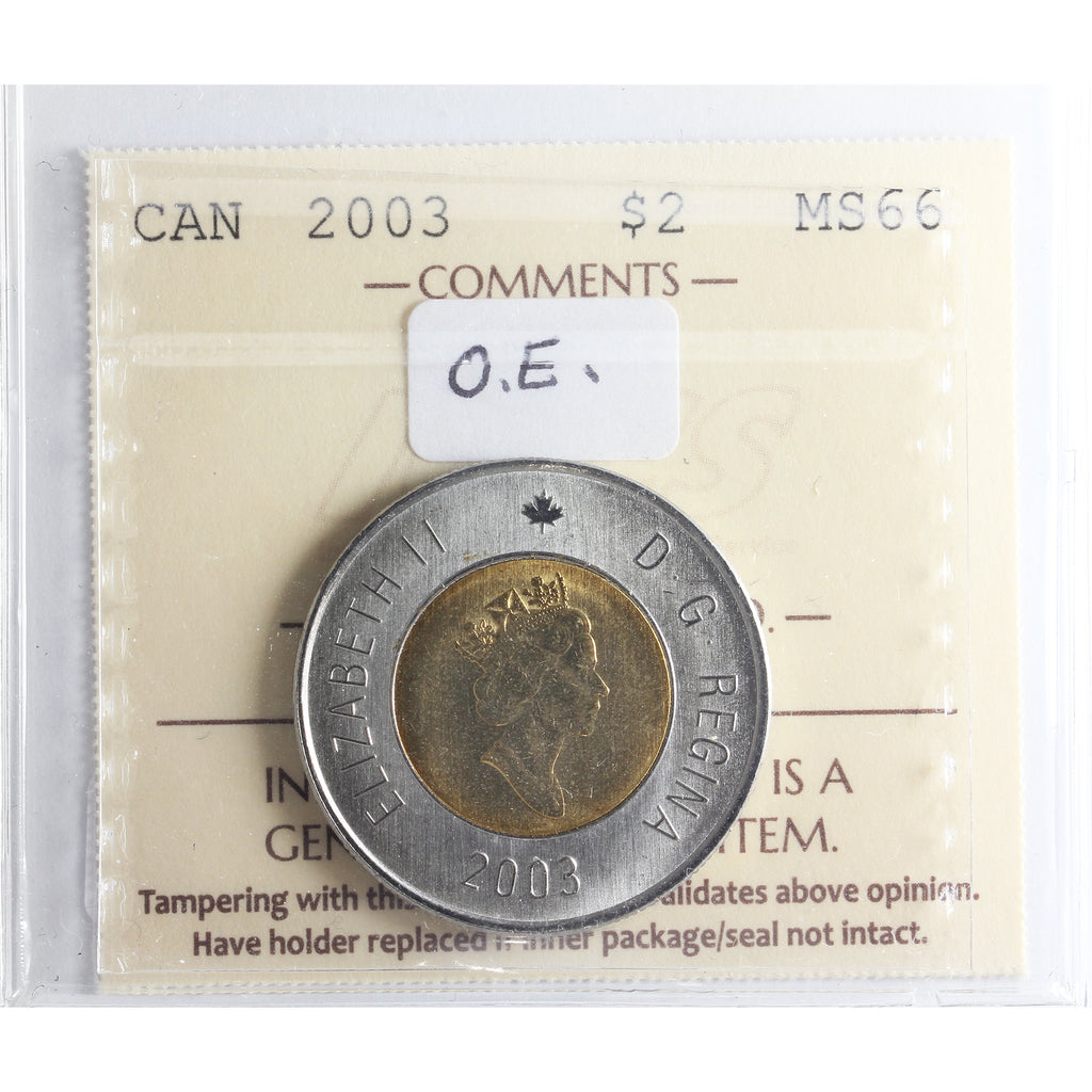 2003 Old Effigy Canada Two Dollar ICCS Certified MS66