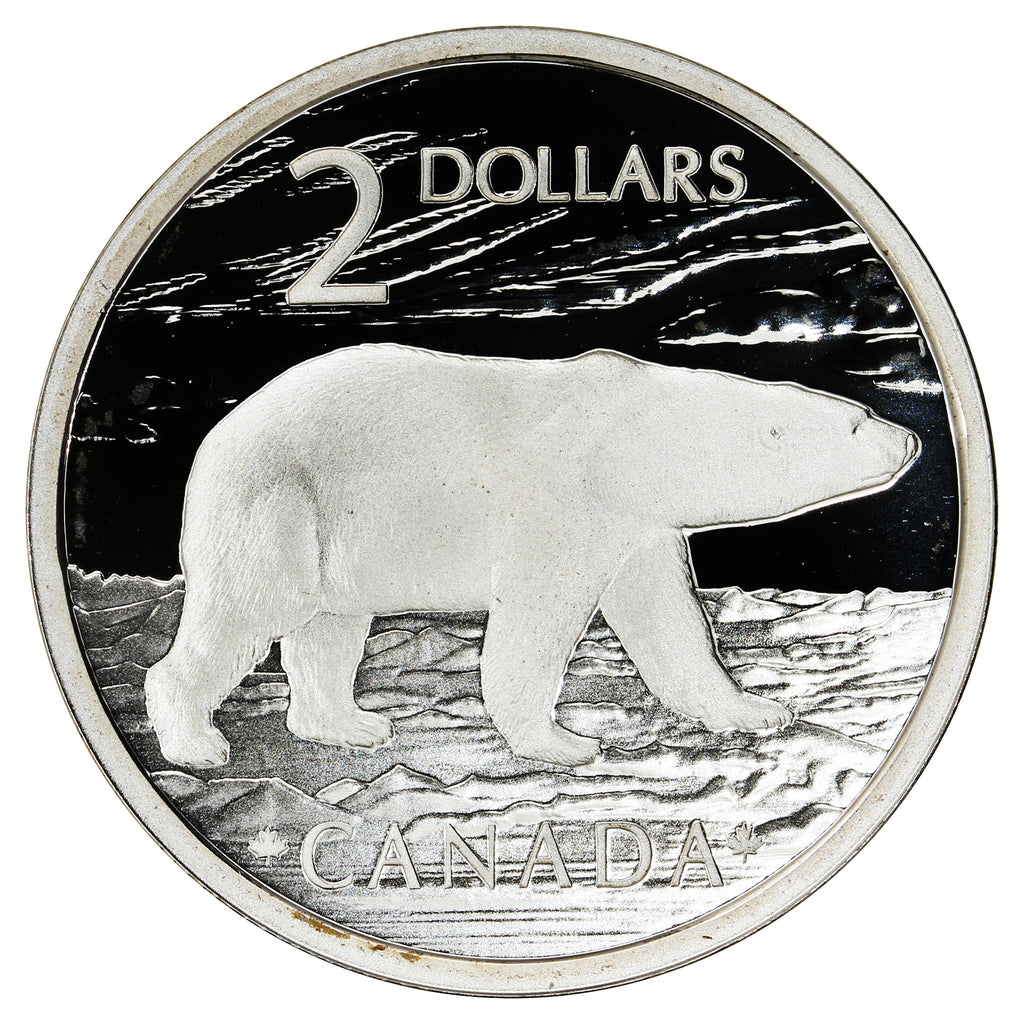 2004 Silver Proud Polar Bear Canada Two Dollar Proof (from stamp set)