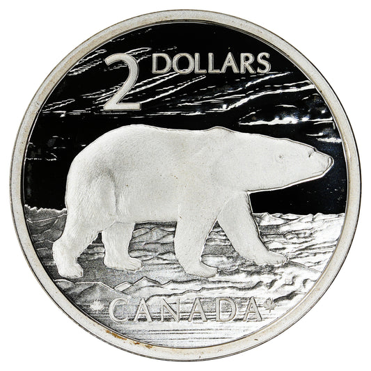 2004 Silver Proud Polar Bear Canada Two Dollar Proof (from stamp set)
